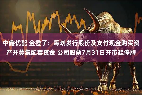 中鑫优配 金橙子:筹划发行股份及支付现金购买资产并募集配套资金 公司股票7月31日开市起停牌